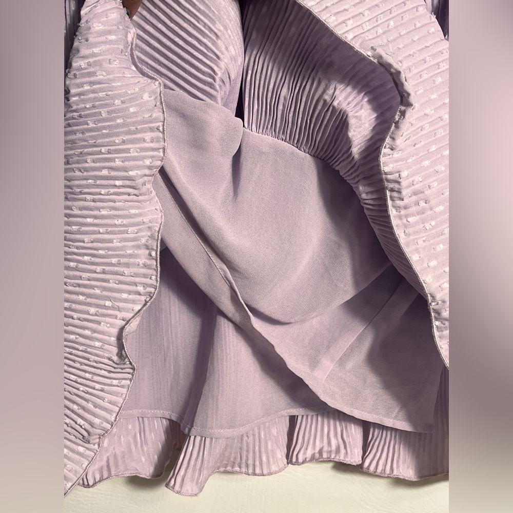 Zara Lavender Purple Textured Layered Ruffle Dress Small - Picture 7 of 9